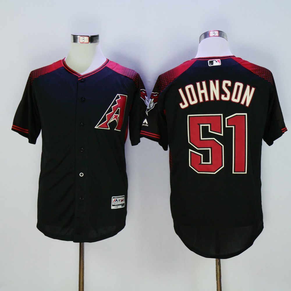 Men Arizona Diamondback #51 Johnson Black Throwback MLB Jerseys